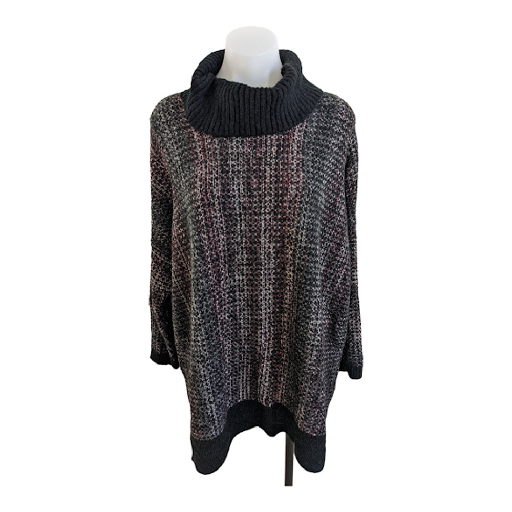 Pure Jill Plus Size 1X Cowl Neck Sweater Black Cotton Blend Long Sleeves